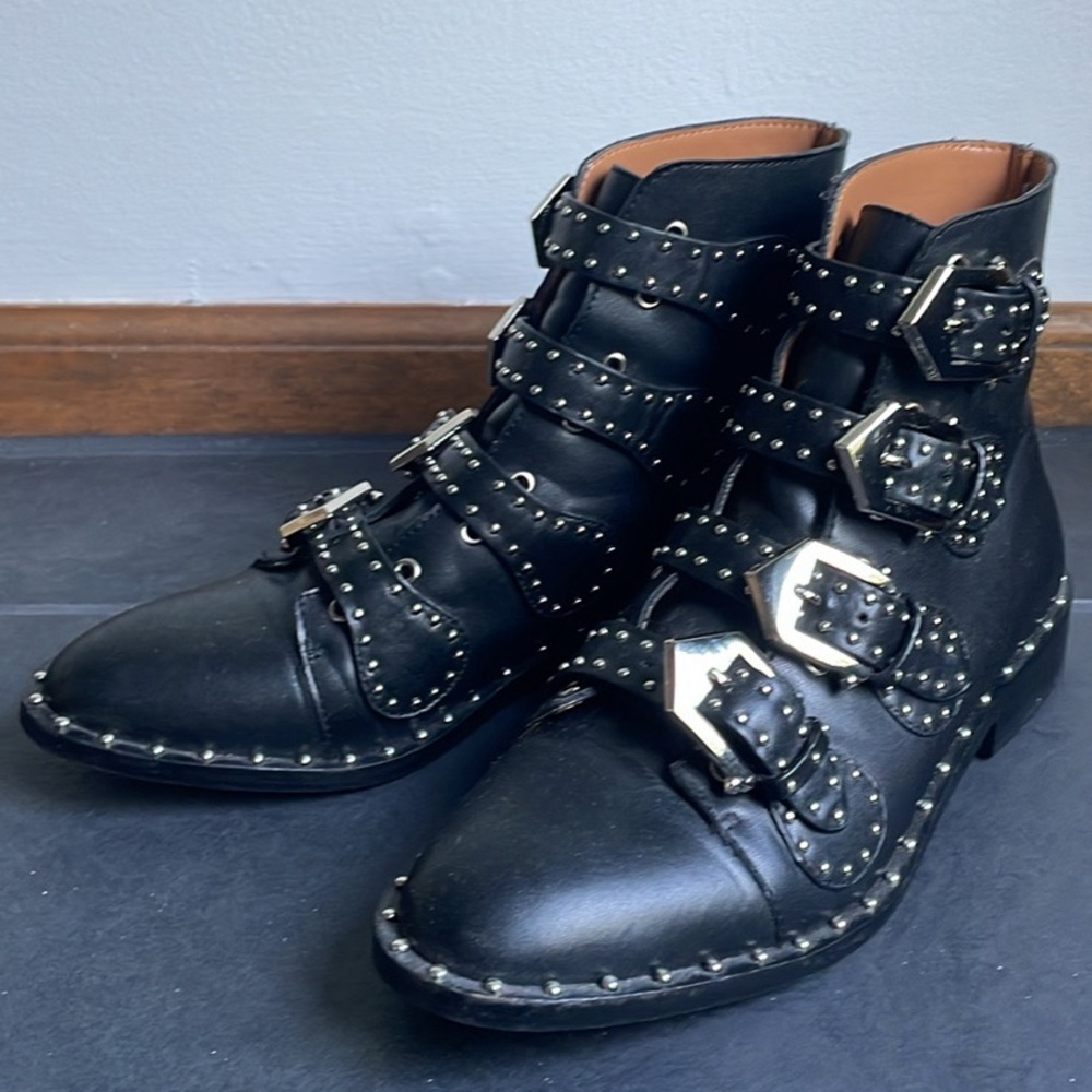 Studded buckled boots, size 38 (7.5)